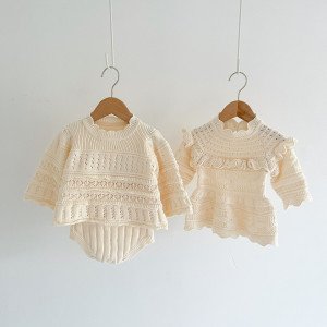 New Baby Girl Autumn Sweater Set Cotton Infant Knit Bodysuit Solid Sweater Girls Knit Dress Fashion Baby Princess Clothes