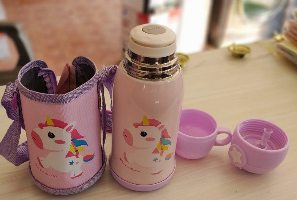 Portable Kids Water Sippy Cup Creative Cartoon Baby Feeding Cups With Straw Leakproof Water Thermos Bottle