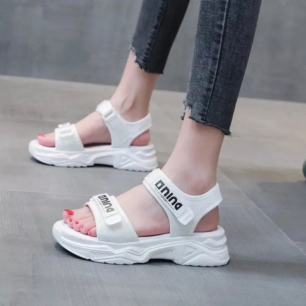 New Summer Heel Platform Women Sandals Fashion Letters Hook & Loop Mesh Wedges Shoe