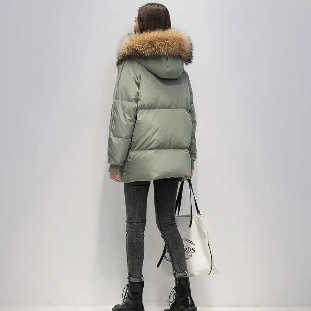 2022 New Warm Thicken Loose Down Jacket Women Winter Short Jacket Hooded Fur Collar Cotton Coat Korean Female Parkas Basic Coat
