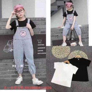 2 Pcs Children Kids Half Sleeve Top+ Rocky Jeans Set