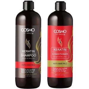 COSMO Keratin Anti Hairfall Shampoo and Conditioner Set Paraben and Sulphate Free 480ml*2- Made in Dubai- NS Suppliers