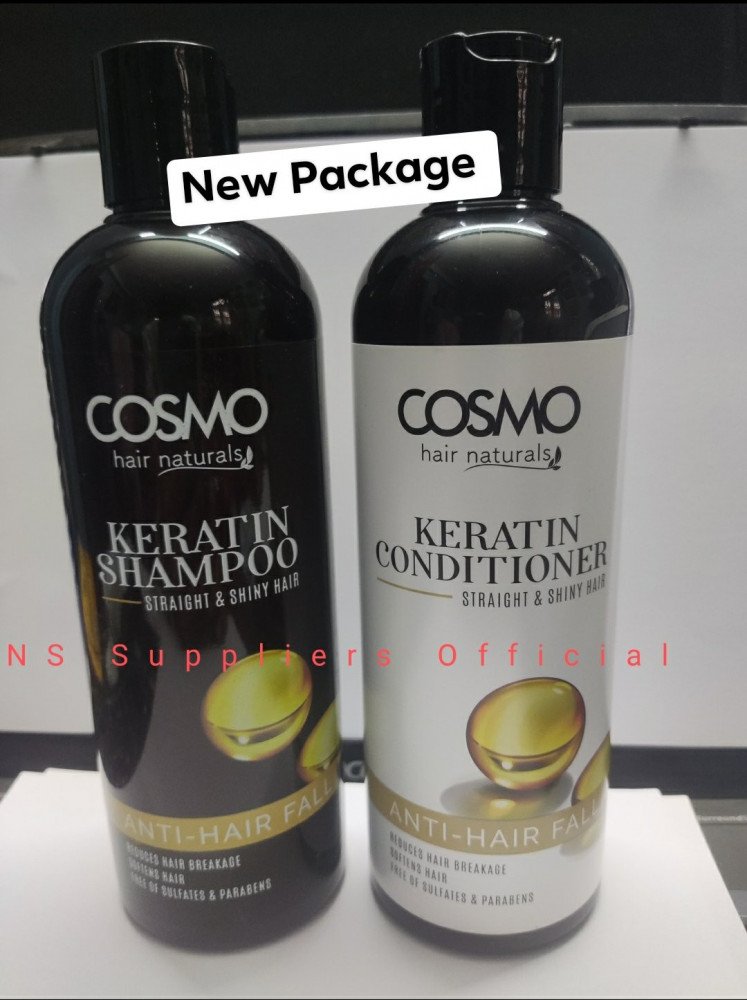 COSMO Keratin Anti Hairfall Shampoo and Conditioner Set Paraben and Sulphate Free 480ml*2- Made in Dubai- NS Suppliers