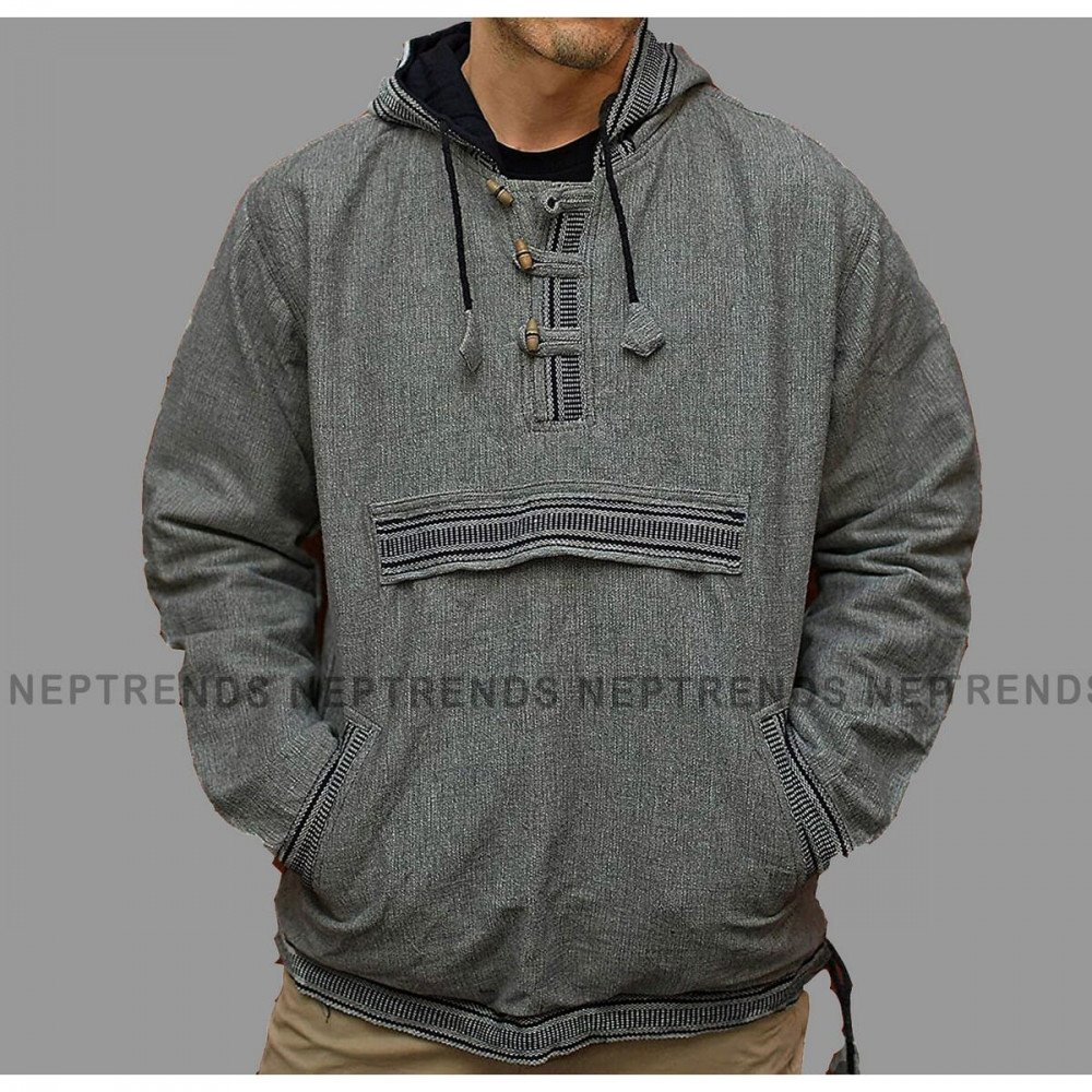 Vintage Tape Winter Wear Mid Pocket Hoodie For Men